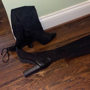 Black thigh high boots